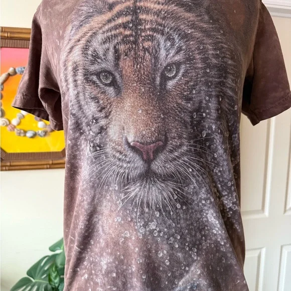 Wild Tiger Graphic Brown Tie Dye Women's Tee - Picture 4 of 9